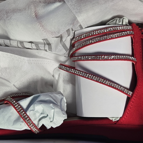 Dream Pairs Red Rhinestone Sandals - Picture 2 of 7